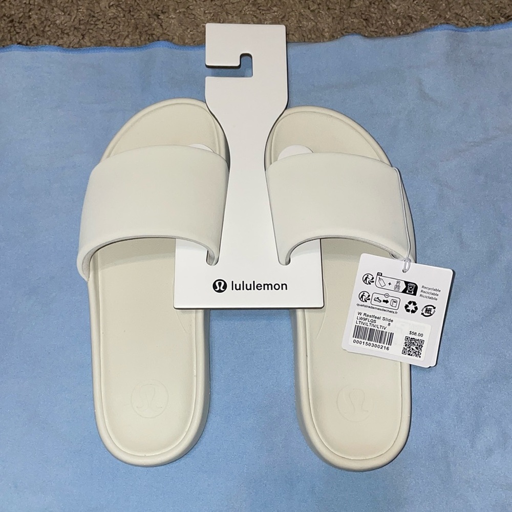 NWT Lululemon White Slides Size 8